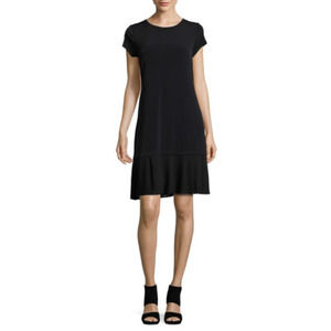 MICHAEL Michael Kors Pleated Hem Shift Dress Black Size M